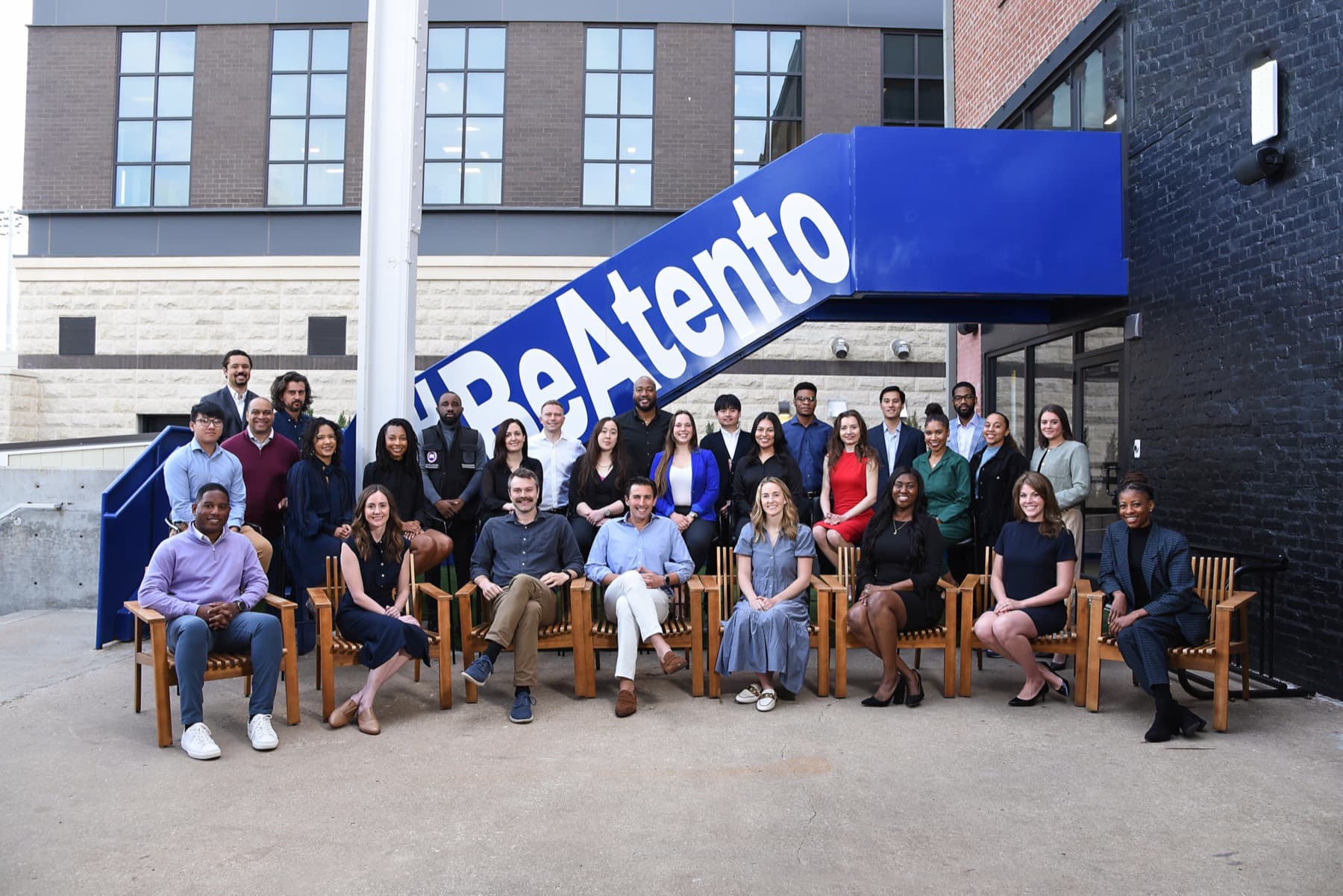 A venture team gathered in an office setting